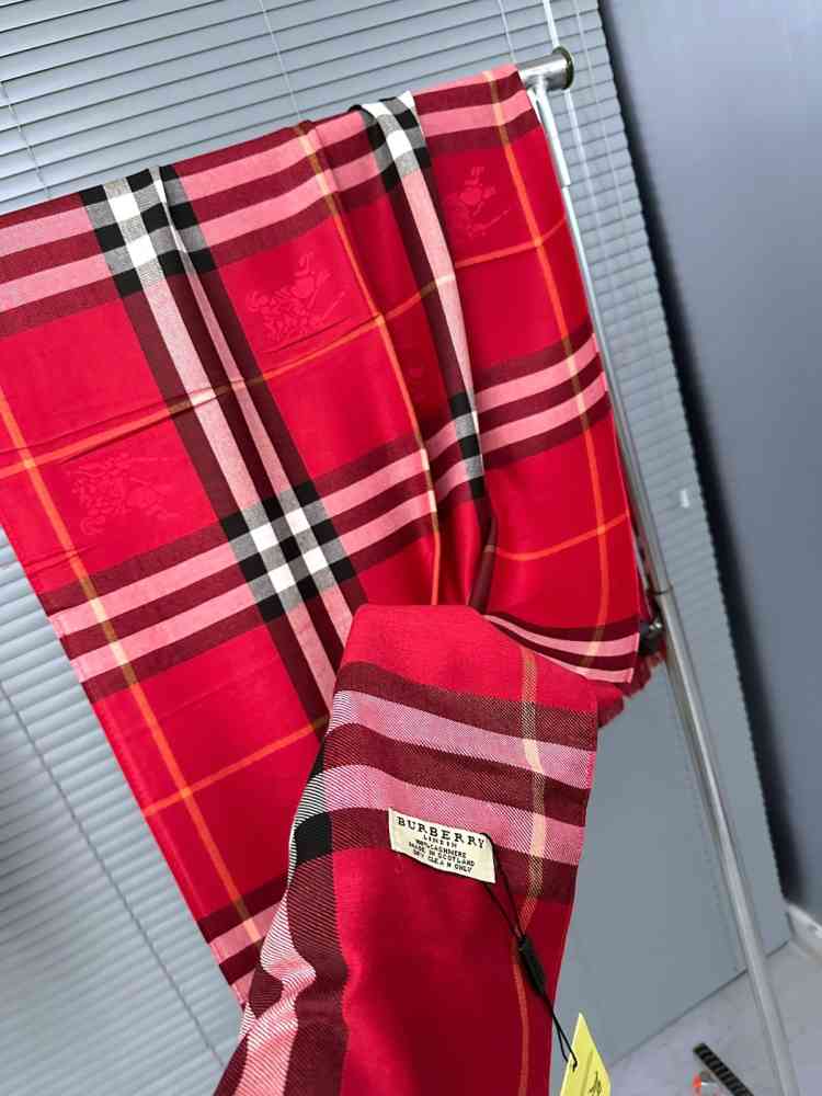 Burberry Check Cashmere Red Scarf-thumb-1