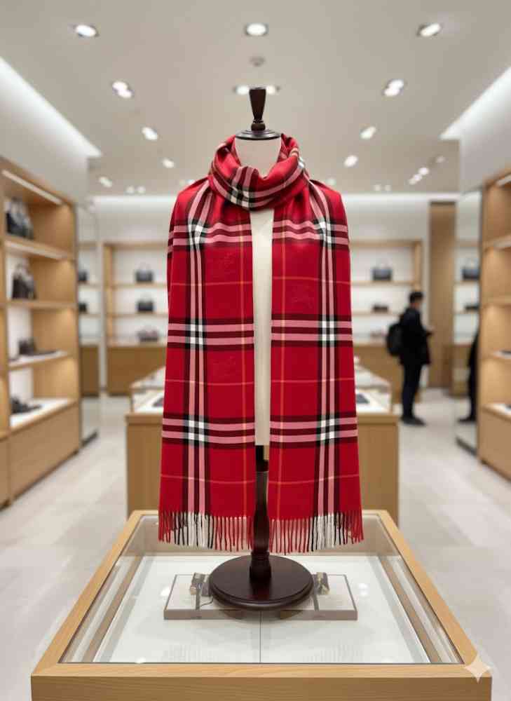 Burberry Check Cashmere Red Stole-1
