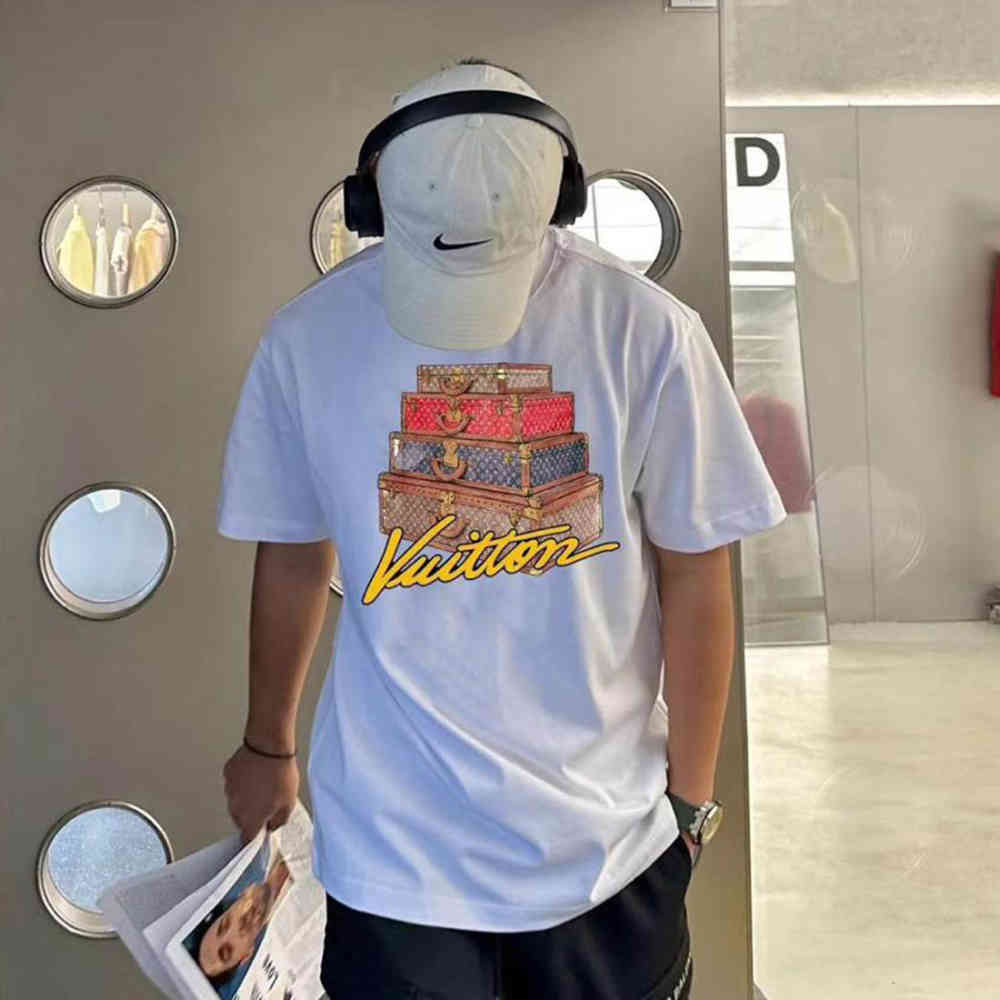 White Louis Vuitton Black Embroidery Logo Premium Polo T-shirt
