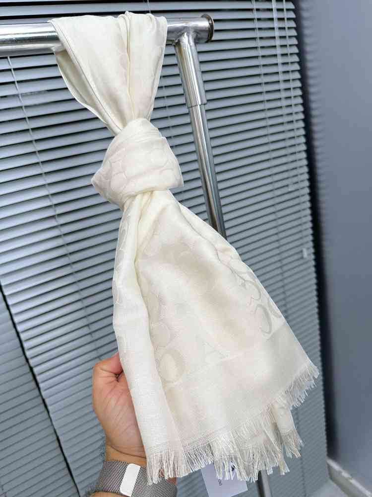 Coach Signature White Cashmere Muffler-thumb-1