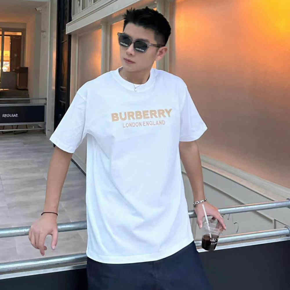 White Burberry Baggy Fit Black Premium Polo T-shirt