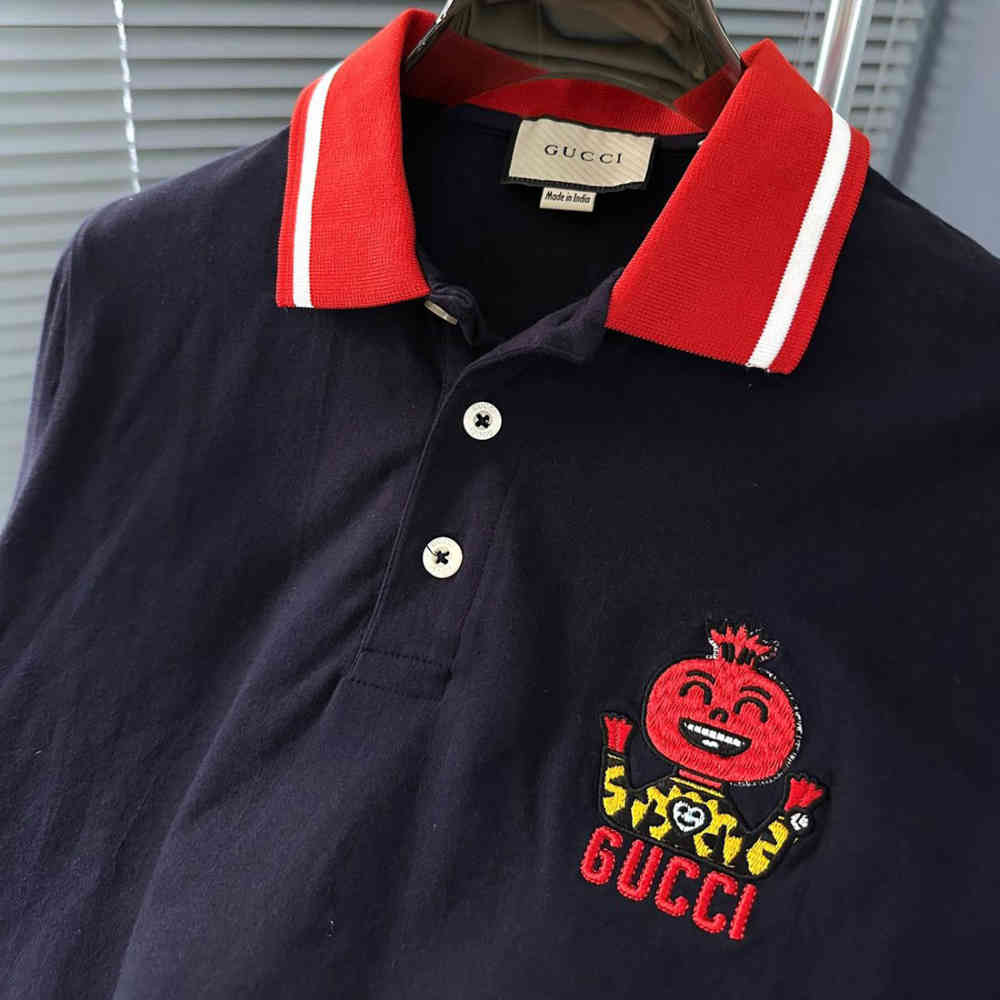 Gucci Navy Blue Premium Quality Polo T-shirt-thumb-2