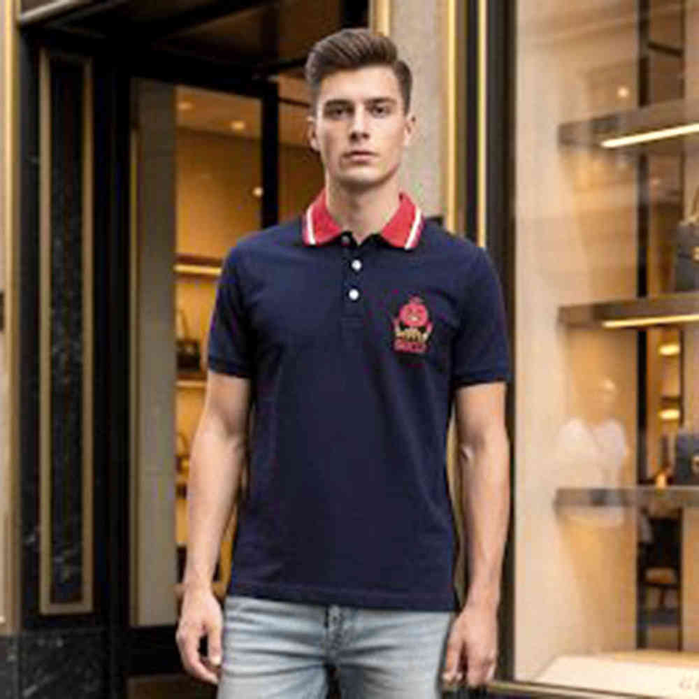 Navy Blue Gucci White Premium Quality Polo T-shirt