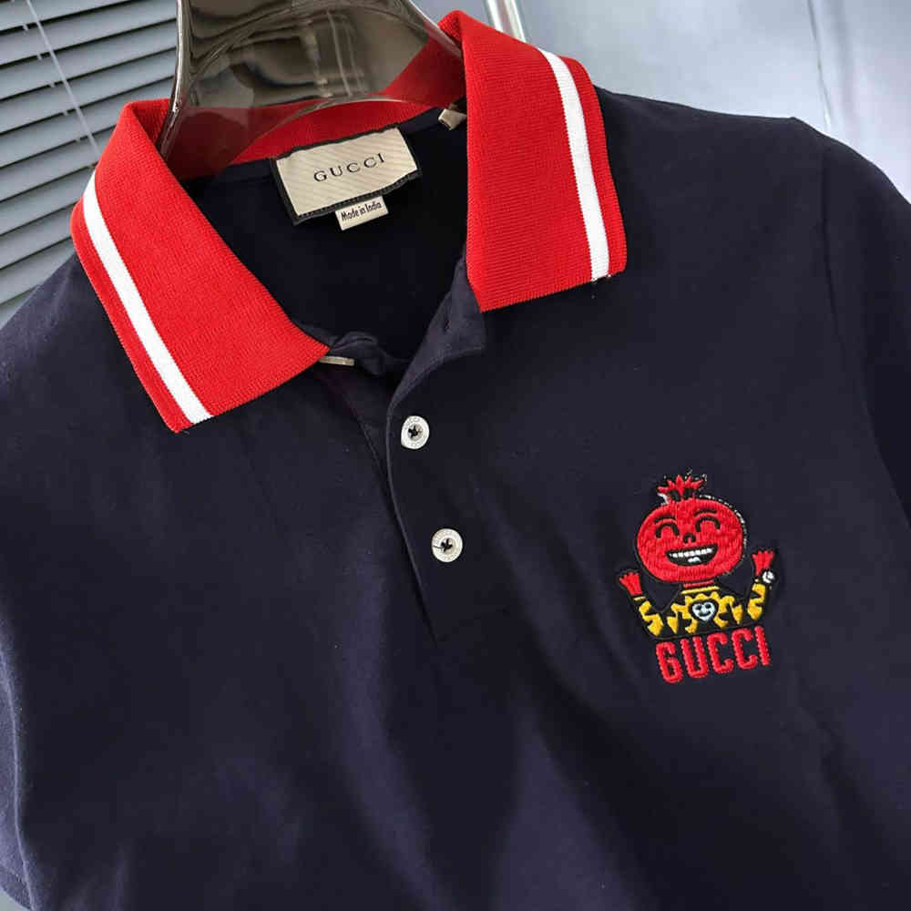 Gucci Navy Blue Premium Quality Polo T-shirt-thumb-3