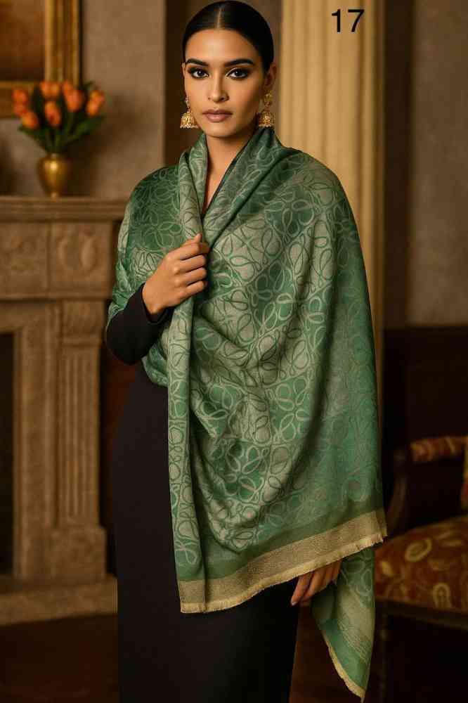 Loewe Anagram Green Woollen Stole-1