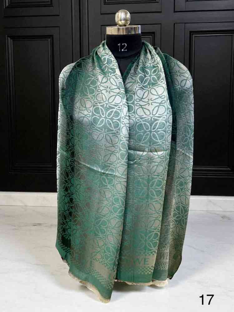 Loewe Anagram Green Woollen Stole-2