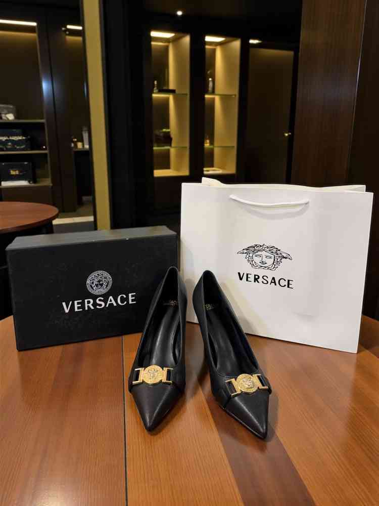 Black Versace La Medusa Brown Heels Heels