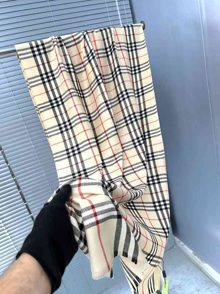 Cream Burberry Check Cashmere Brown Stole