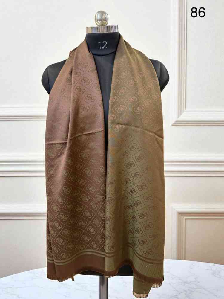 Guess Semi Dark Brown Reversible Wool Blend Stole-thumb-0