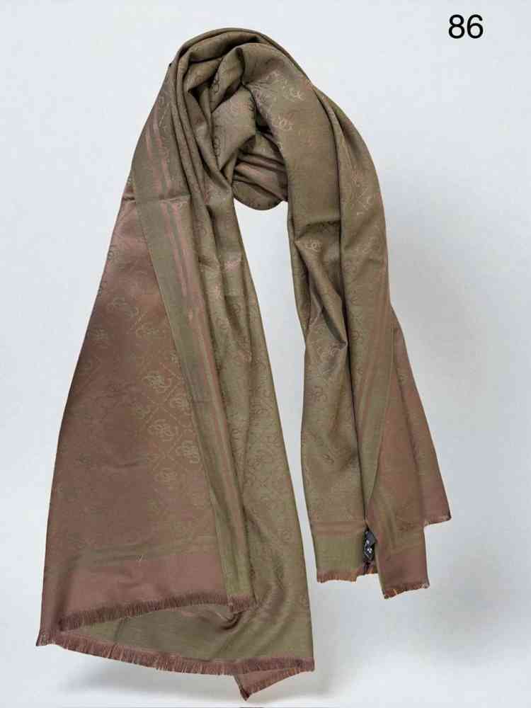 Guess Semi Dark Brown Reversible Wool Blend Stole-thumb-1