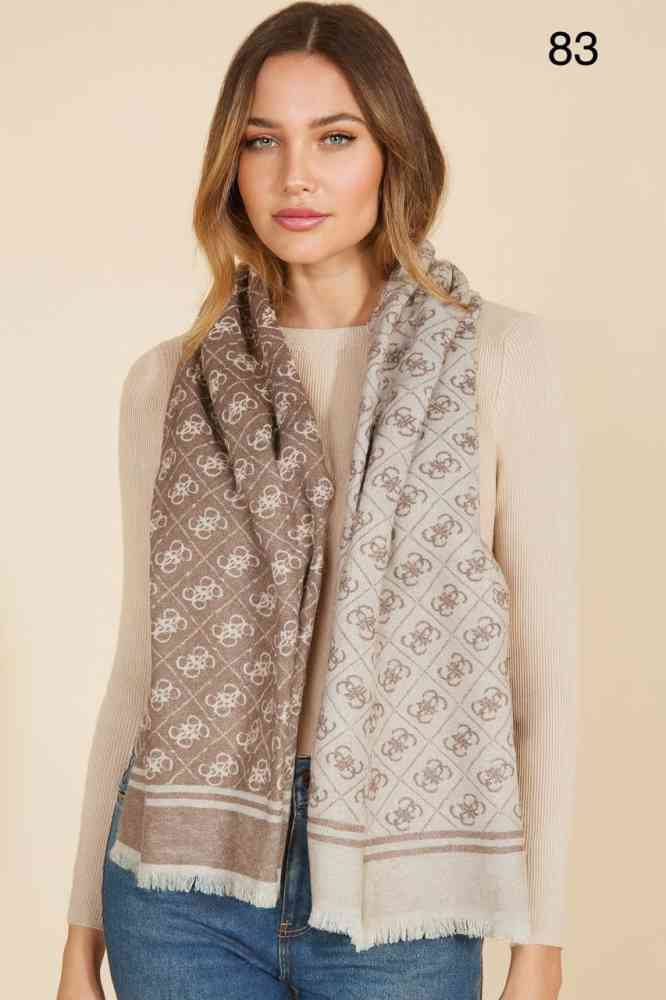 Light Brown Guess Semi Black Reversible Wool Blend Stole