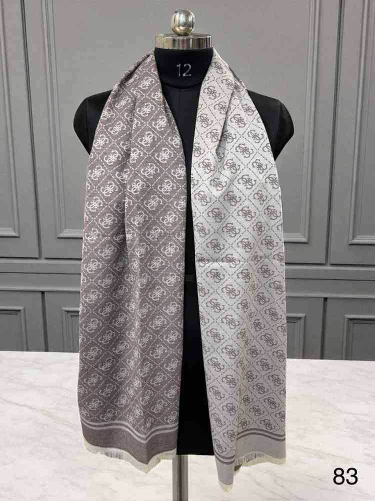 Guess Semi Light Brown Reversible Wool Blend Stole-thumb-1