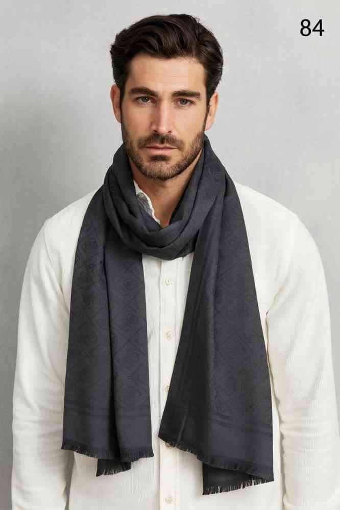 Black Guess Semi Dark Brown Reversible Wool Blend Stole