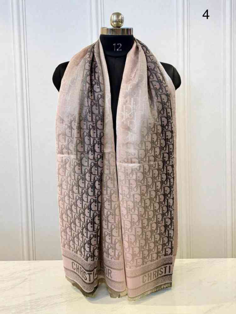 Light Pink Christian Dior Orange Premium Quality Woollen Stole