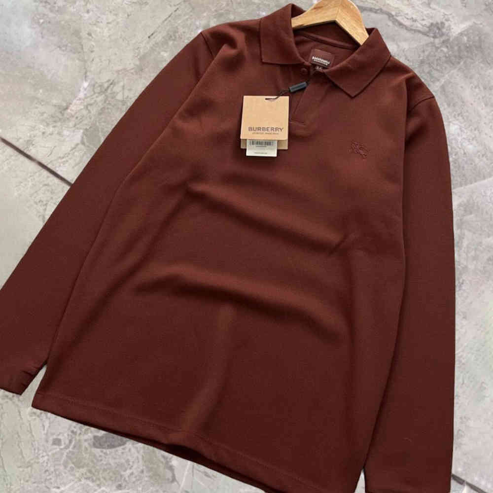 Burberry Dark Brown Premium Full Sleeves Polo T-shirt-1