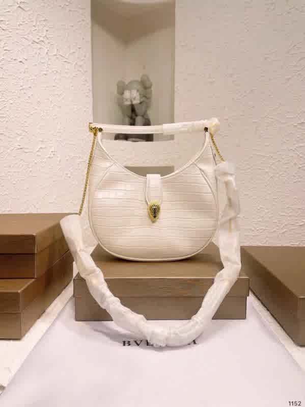 White Bvlgari Serpenti Sugarloaf Grey Shoulder Bag