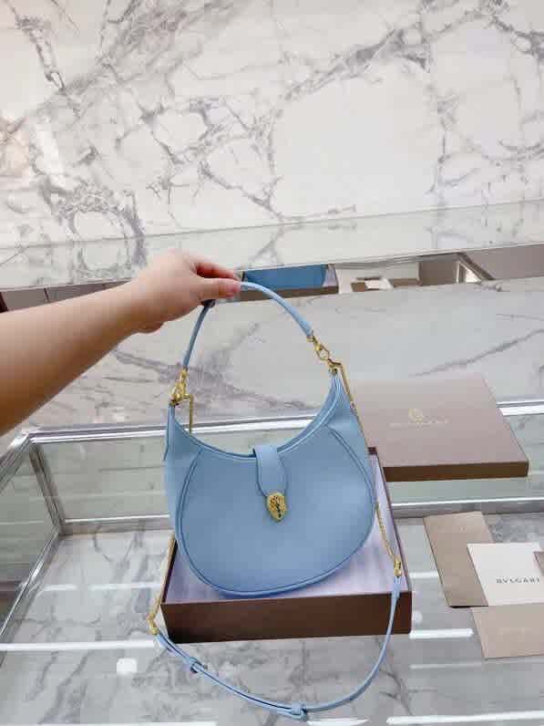 Sky Blue Bvlgari Serpenti Sugarloaf Grey Shoulder Bag