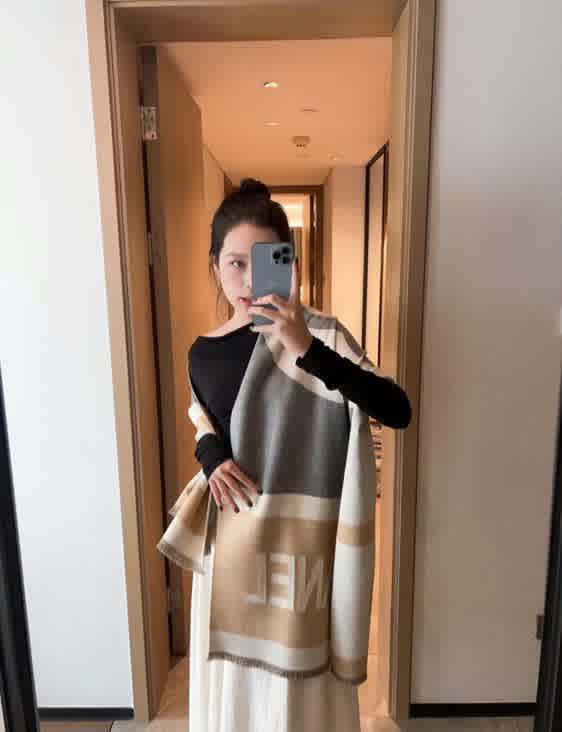 Chanel Reversible Brown Woolen Stole-thumb-0