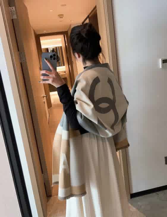Chanel Reversible Brown Woolen Stole-thumb-1