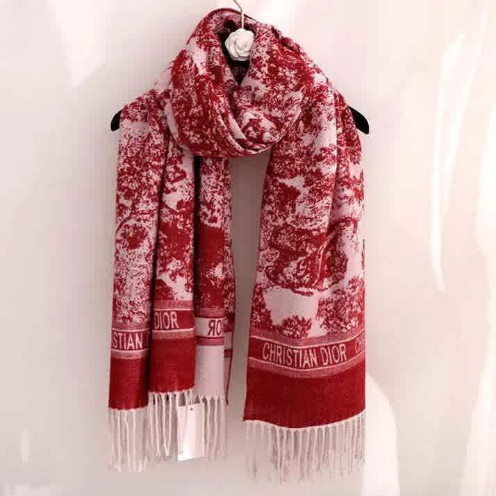 Red Christian Dior Black Premium Quality Woollen Stole