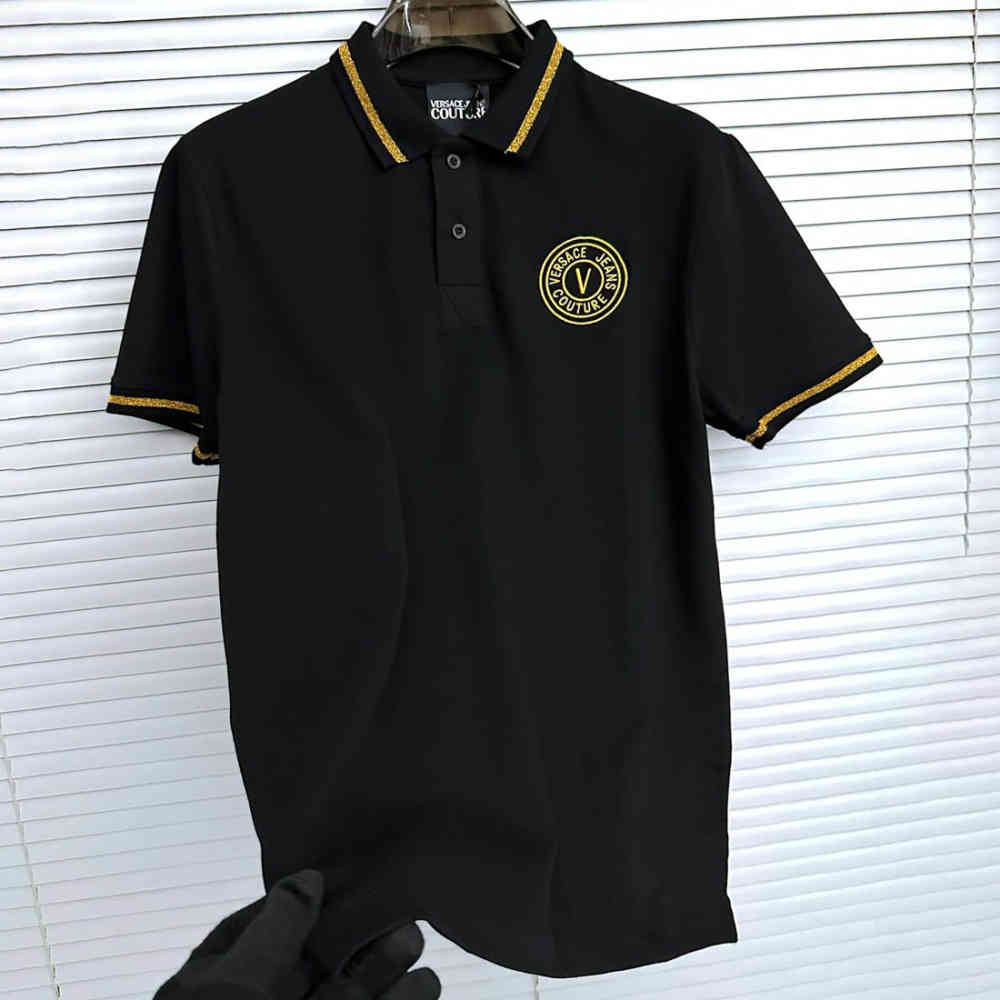 Black Versace White Premium Quality Polo T-shirt