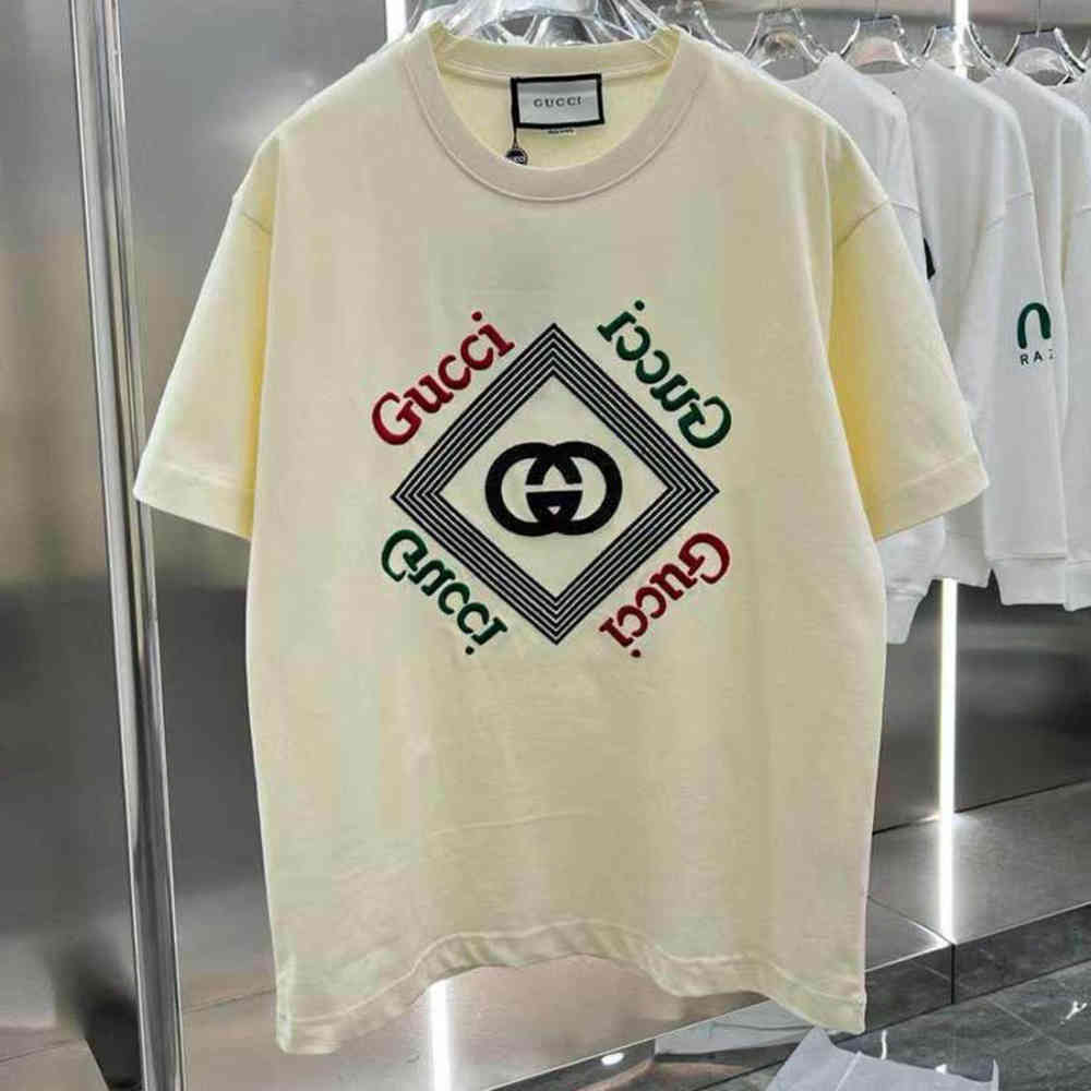Cream Gucci Black Premium Quality Polo T-shirt