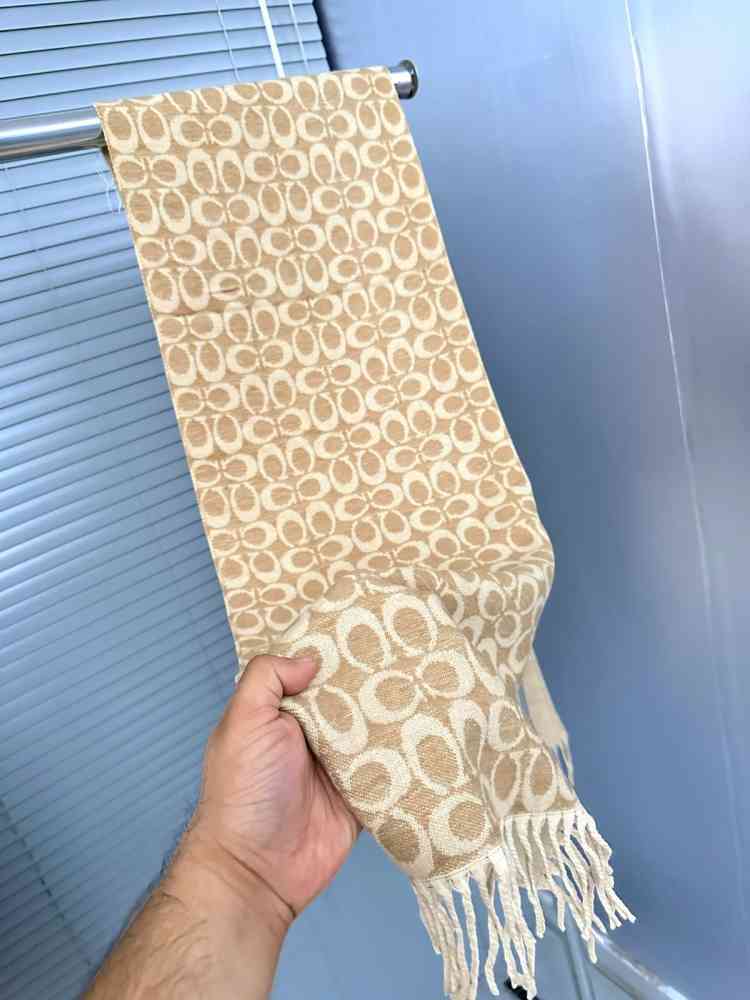 Beige Coach Signature Brown C Border Stole