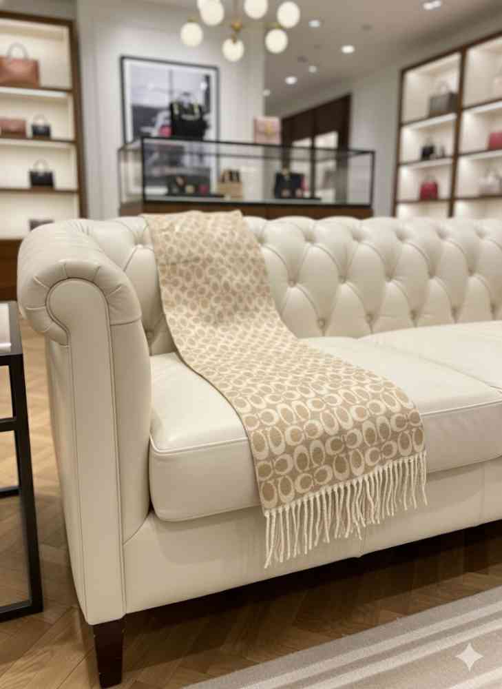 Coach Signature Beige C Border Stole-thumb-1