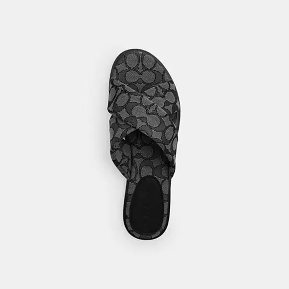 Coach Black Criss Cross Women's Flat Sandal-thumb-2