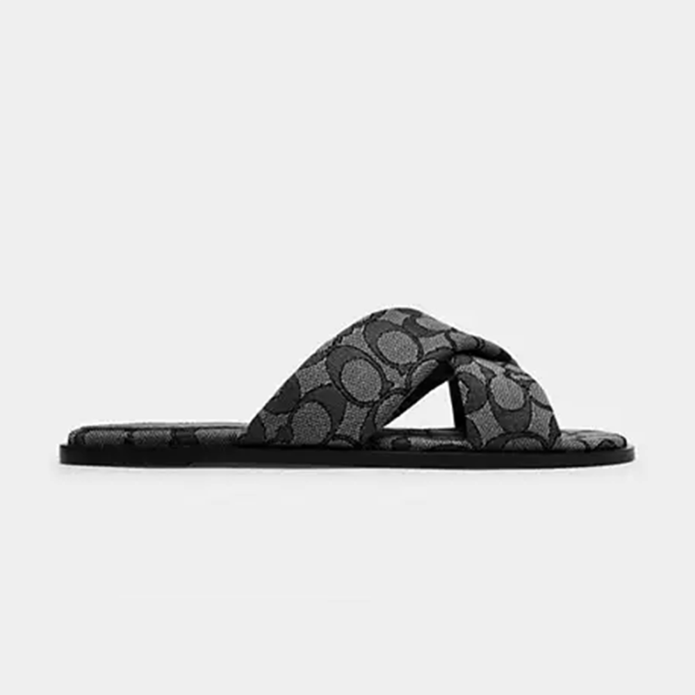 Coach Black Criss Cross Women's Flat Sandal-thumb-1