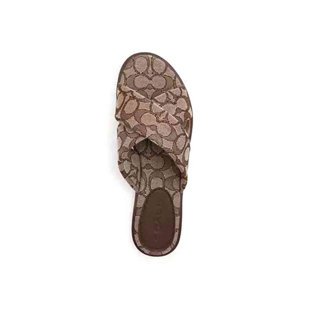 Coach Brown Criss Cross Women's Flat Sandal-thumb-1