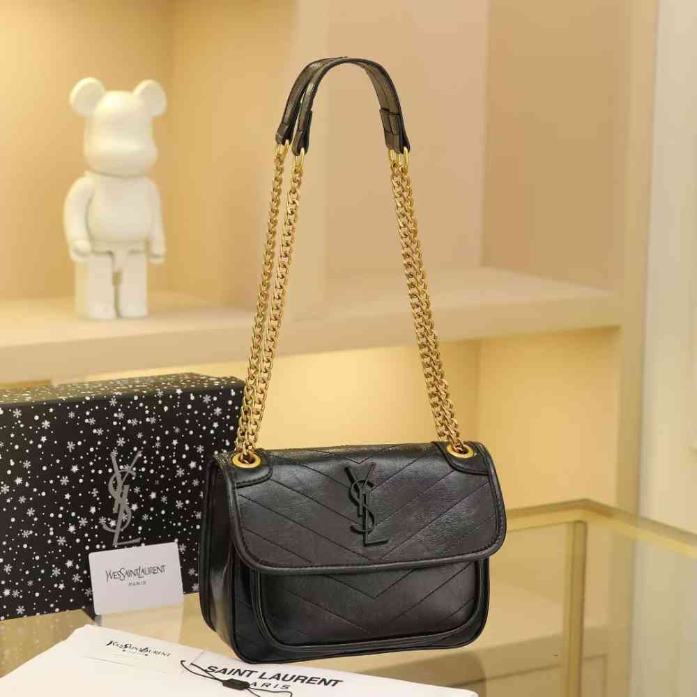 Black Ysl Lou Lou Puffer Beige Sling Bag