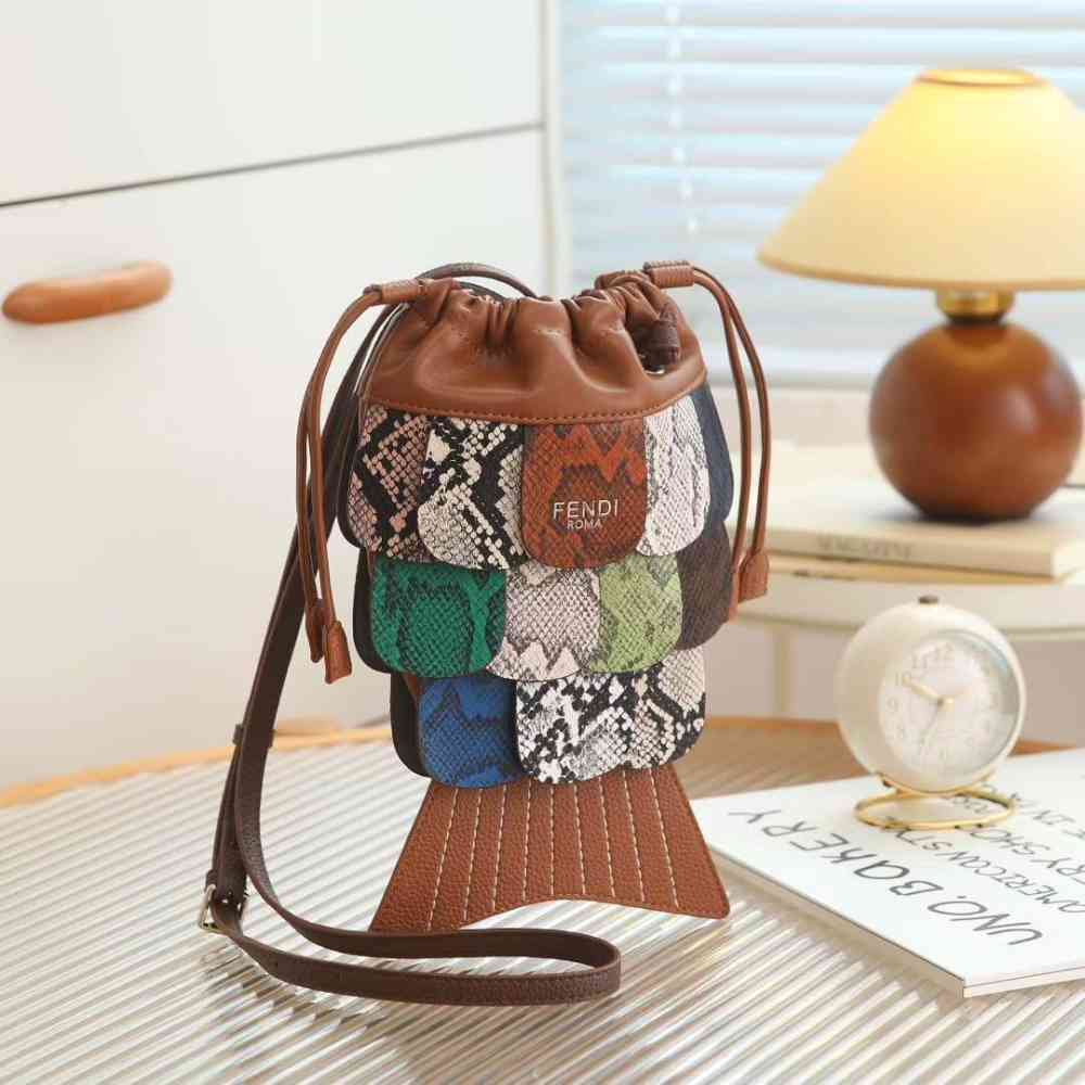Brown Fendi Zucca Small Dark Brown Fish Sling Bag