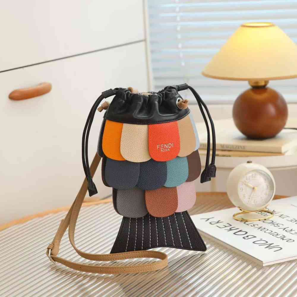 Black Fendi Zucca Small Dark Brown Fish Sling Bag