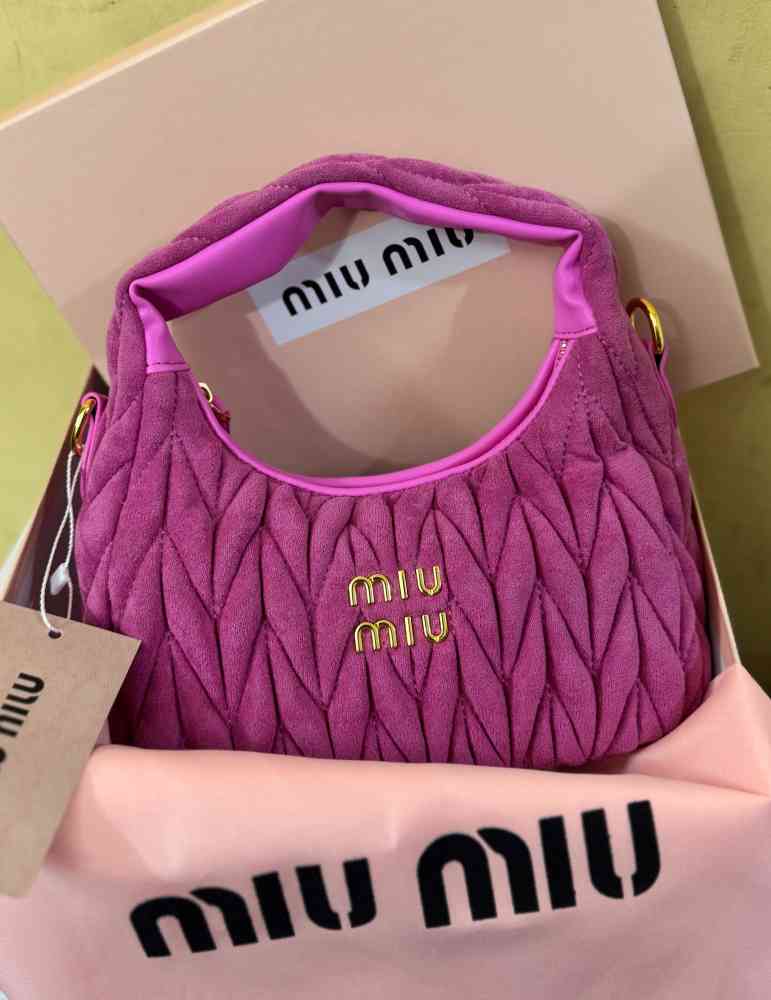 Purple Miu Miu Wander Matlasse Dark Brown Handbag