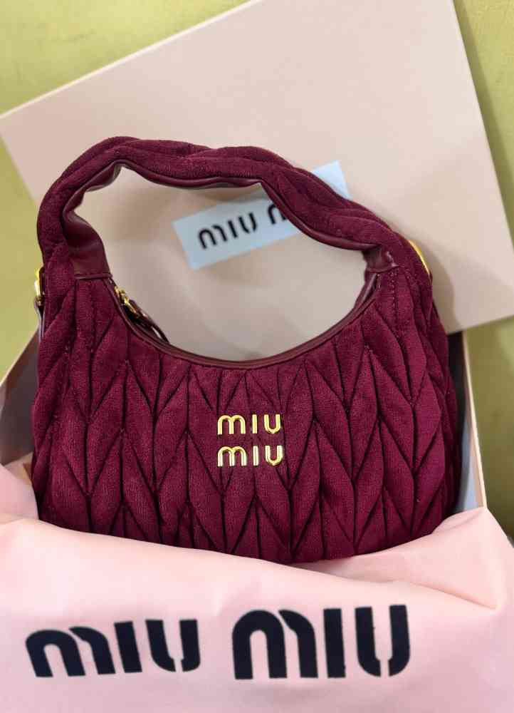 Pink Miu Miu Wander Matlasse Dark Brown Handbag