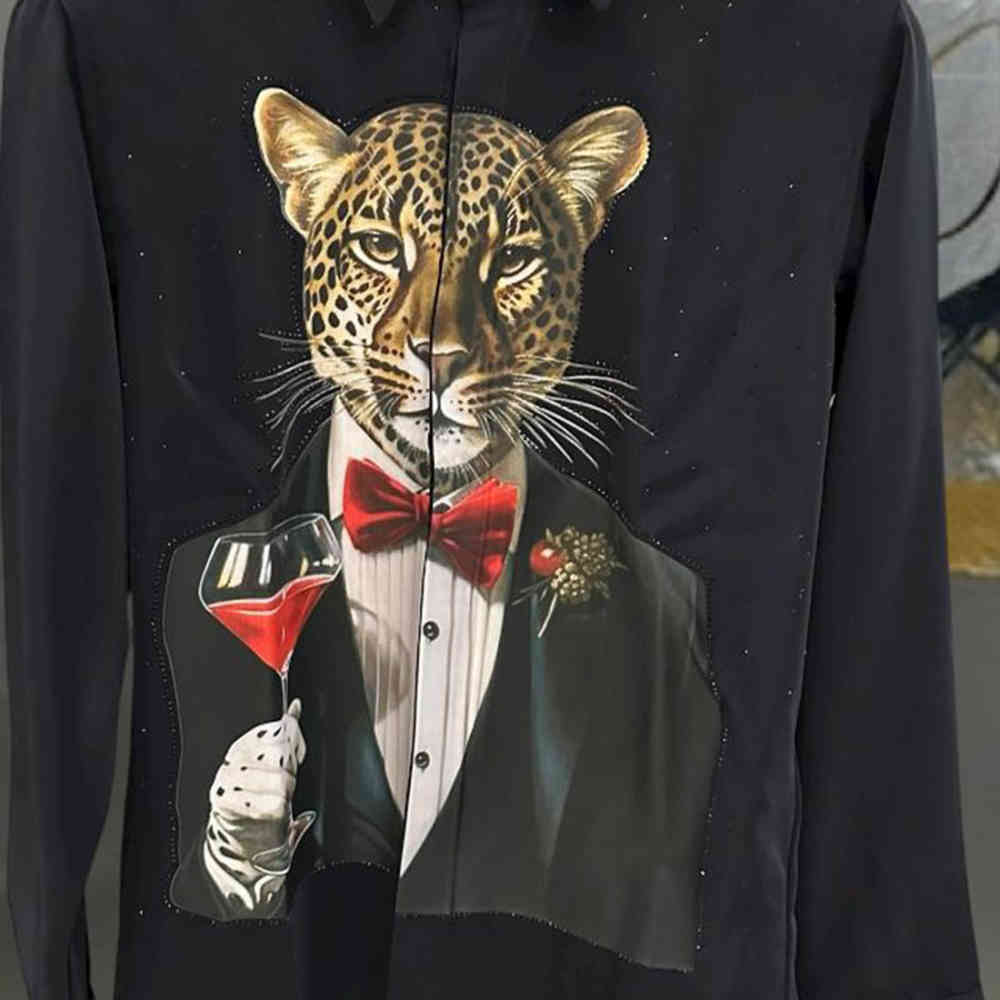 Balmain Professional Panther Print Black Premium Cotton Shirt-3