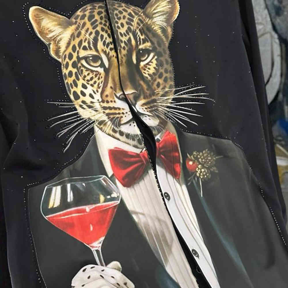 Balmain Professional Panther Print Black Premium Cotton Shirt-4