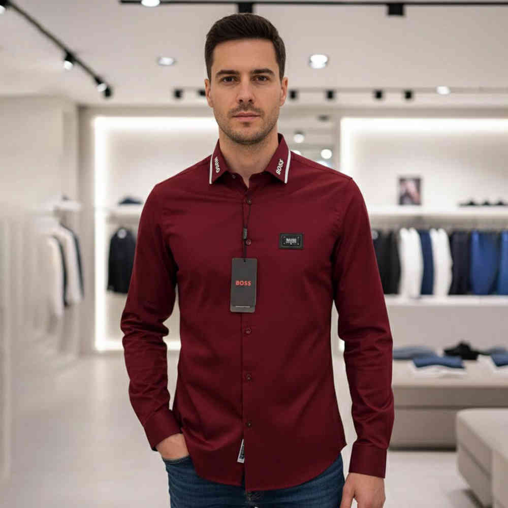 Wine Hugo Boss Black Premium Quality Shirt