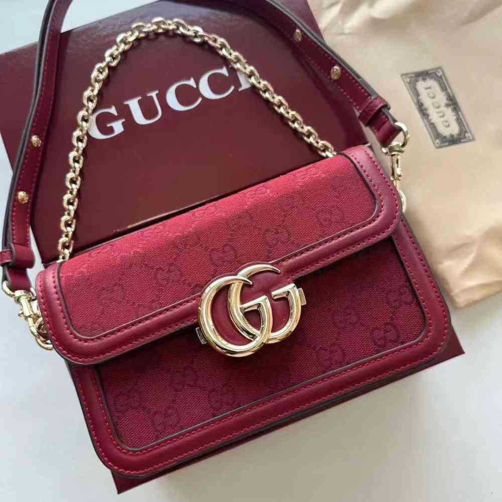 Red Gucci GG Milano Top Handle Black Sling Bag