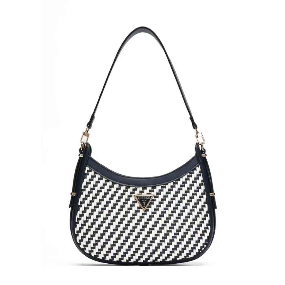 White Guess Noelle Black Shoulder Bag