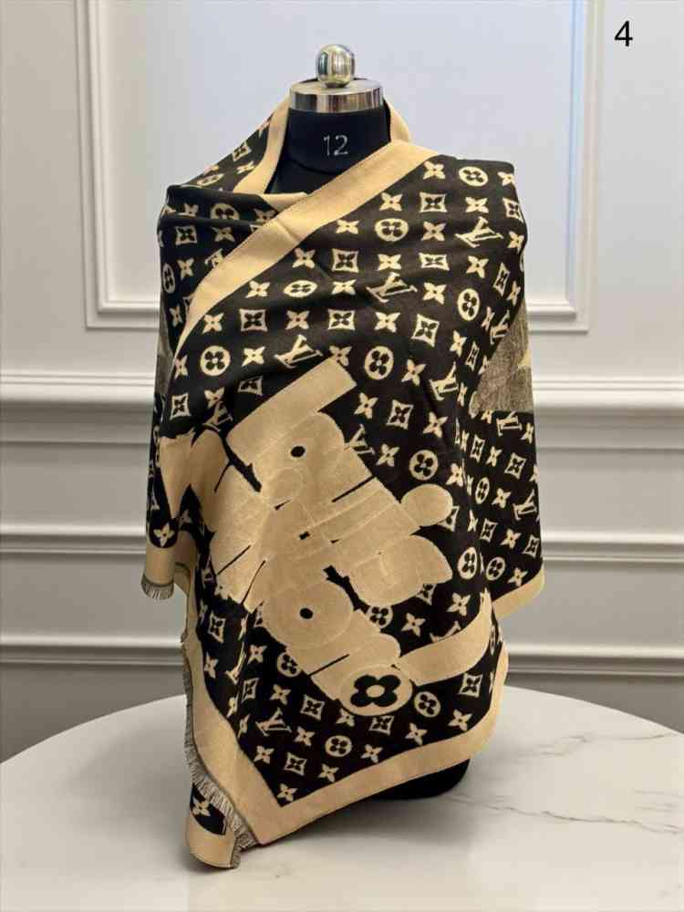 Brown Louis Vuitton Dark Brown Cashmere Wool Blend Scarf