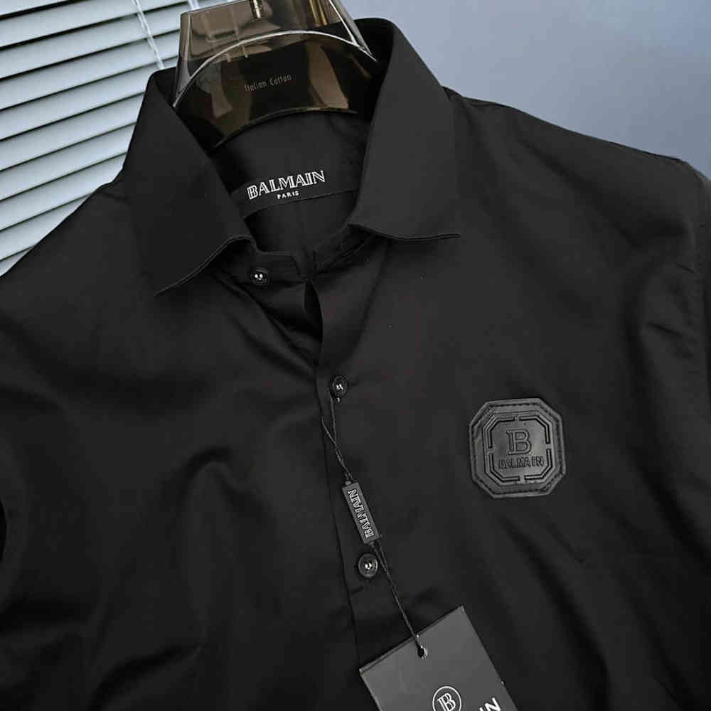 Balmain Embroidered Black Premium Cotton Shirt-4