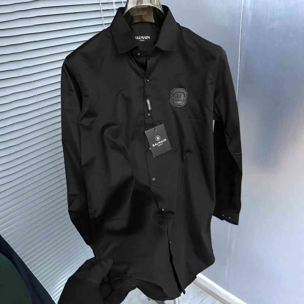 Balmain Embroidered Black Premium Cotton Shirt-2