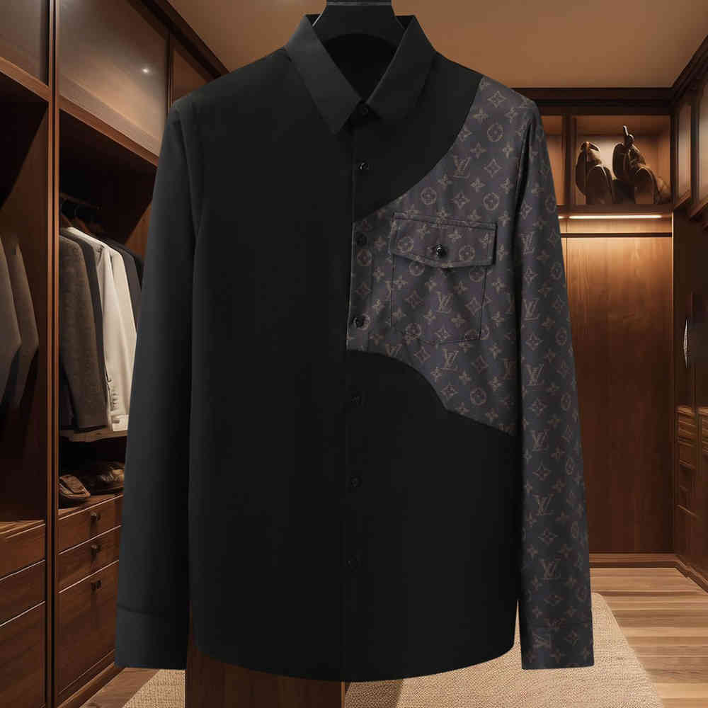 Louis Vuitton Monogram Black Premium Cotton Shirt-1