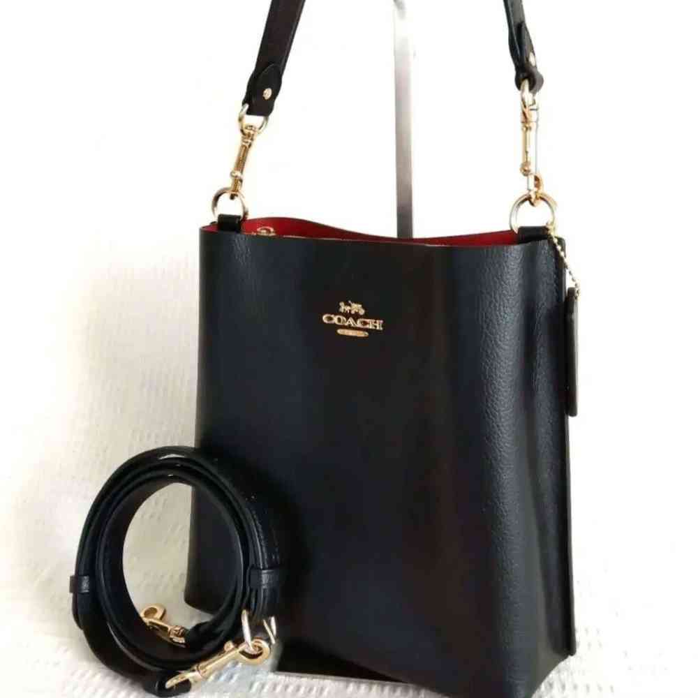 Black Coach Mollie Solid Shades Bucket Wine Bucket Bag