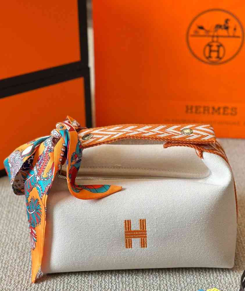 White Hermes Blue Premium Quality Brac Vanity Case Bag