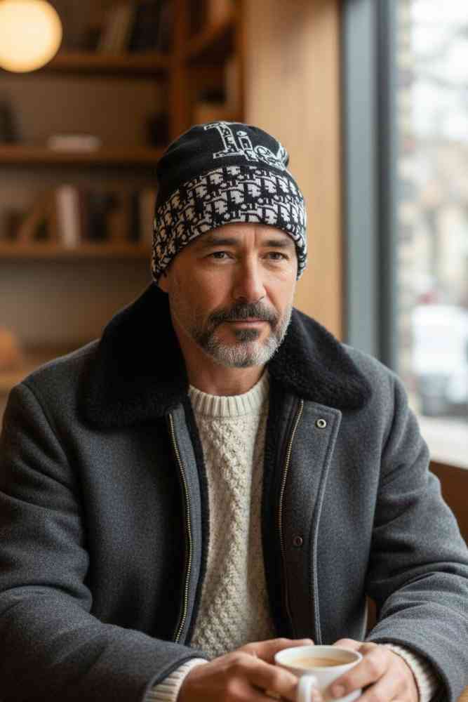 Black Dior Monogram Brown Premium Edition Cashmere Beanie