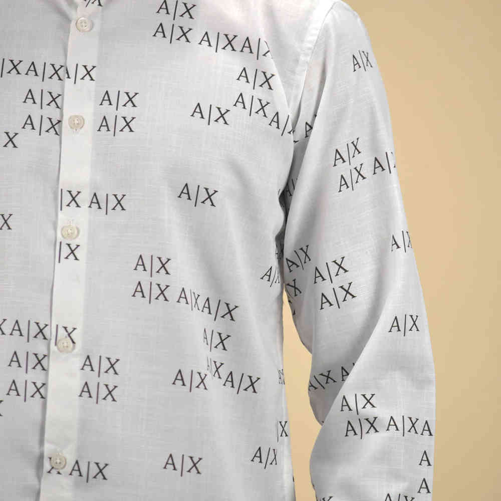 Armani Exchange White Logo Printed Premium Luxury Shirt-4