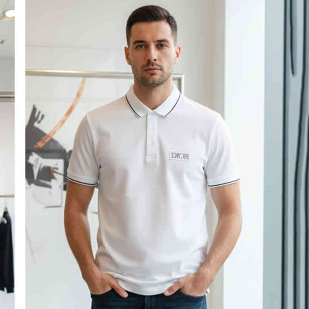 Dior White Premium Quality Polo T-Shirt-thumb-1